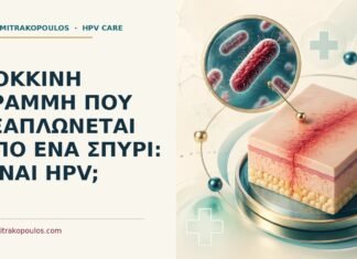 Κόκκινη γραμμή που εξαπλώνεται από ένα σπυρί: είναι HPV; Ιατρικό cover για: Κόκκινη γραμμή που εξαπλώνεται από ένα σπυρί: είναι HPV