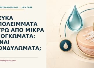 Λευκά υπολείμματα γύρω από μικρά εξογκώματα: είναι κονδυλώματα; Ιατρικό cover για: Λευκά υπολείμματα γύρω από μικρά εξογκώματα: είναι κονδυλώματα