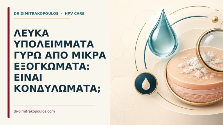 Ιατρικό cover για: Λευκά υπολείμματα γύρω από μικρά εξογκώματα: είναι κονδυλώματα
