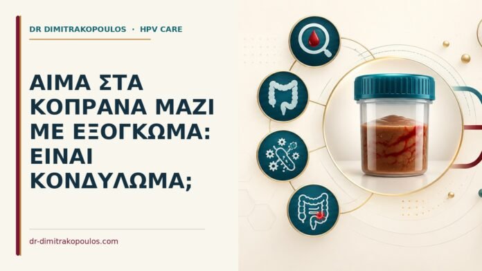 Αίμα στα κόπρανα μαζί με εξόγκωμα: είναι κονδύλωμα Ιατρικό cover για: Αίμα στα κόπρανα μαζί με εξόγκωμα: είναι κονδύλωμα
