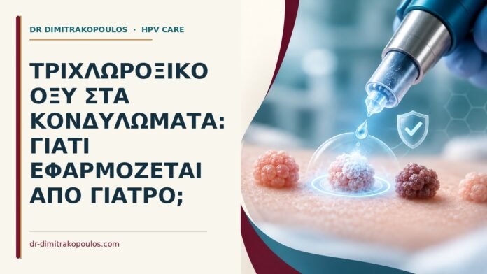 Ιατρικό cover για: Τριχλωροξικό οξύ στα κονδυλώματα: γιατί εφαρμόζεται από γιατρό