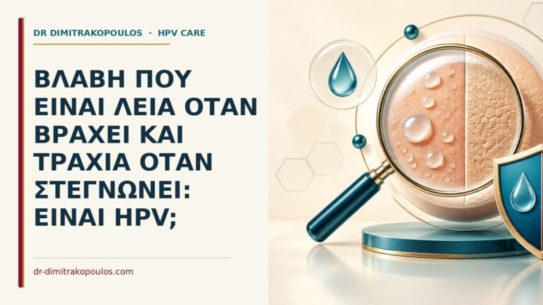 Ιατρικό cover για: Βλάβη που είναι λεία όταν βραχεί και τραχιά όταν στεγνώνει: είναι HPV