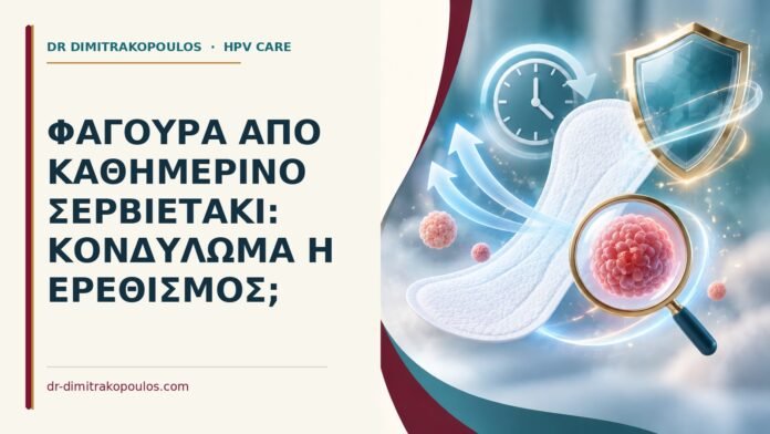 Φαγούρα από καθημερινό σερβιετάκι: κονδύλωμα ή ερεθισμός Ιατρικό cover για: Φαγούρα από καθημερινό σερβιετάκι: κονδύλωμα ή ερεθισμός