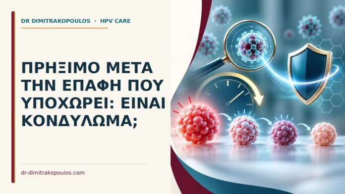 Πρήξιμο μετά την επαφή που υποχωρεί: είναι κονδύλωμα Ιατρικό cover για: Πρήξιμο μετά την επαφή που υποχωρεί: είναι κονδύλωμα
