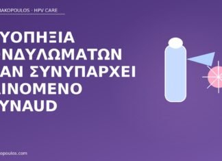 Κρυοπηξία κονδυλωμάτων όταν συνυπάρχει φαινόμενο Raynaud κρυοπηξία κονδυλώματα Raynaud
