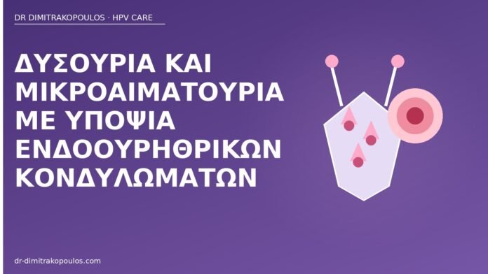 Δυσουρία και μικροαιματουρία με υποψία ενδοουρηθρικών κονδυλωμάτων δυσουρία ενδοουρηθρικά κονδυλώματα