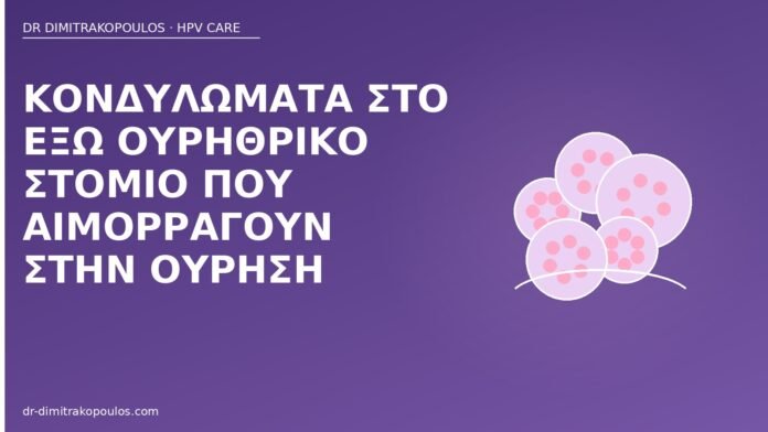 Κονδυλώματα στο έξω ουρηθρικό στόμιο που αιμορραγούν στην ούρηση κονδυλώματα ουρηθρικό στόμιο