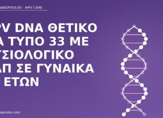 HPV DNA θετικό για τύπο 33 με φυσιολογικό Παπ σε γυναίκα 32 ετών HPV DNA τύπος 33