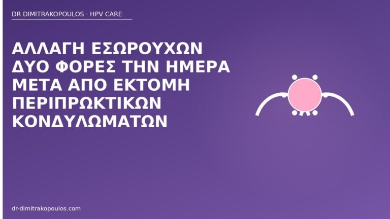 αλλαγή εσωρούχων μετά εκτομή πρωκτού