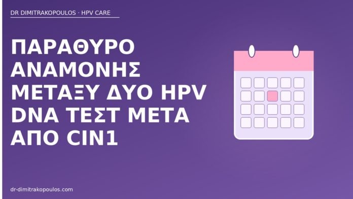 Παράθυρο αναμονής μεταξύ δύο HPV DNA τεστ μετά από CIN1 διάστημα HPV DNA μετά CIN1