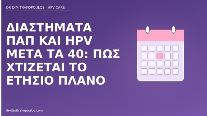 Διαστήματα Παπ και HPV μετά τα 40: πώς χτίζεται το ετήσιο πλάνο διαστήματα Παπ HPV μετά τα 40
