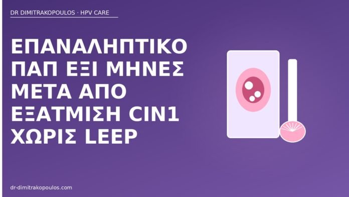 Επαναληπτικό Παπ έξι μήνες μετά από εξάτμιση CIN1 χωρίς LEEP Παπ μετά εξάτμιση CIN1