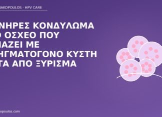 Μονήρες κονδύλωμα στο όσχεο που μοιάζει με σμηγματογόνο κύστη μετά από ξύρισμα κονδύλωμα όσχεο ξύρισμα