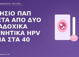 Ετήσιο Παπ μετά από δύο διαδοχικά αρνητικά HPV DNA στα 40 ετήσιο Παπ αρνητικό DNA