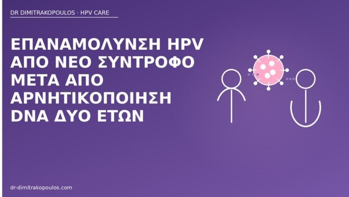 Επαναμόλυνση HPV από νέο σύντροφο μετά από αρνητικοποίηση DNA δύο ετών επαναμόλυνση HPV νέος σύντροφος