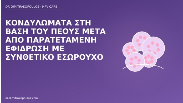 Κονδυλώματα στη βάση του πέους μετά από παρατεταμένη εφίδρωση με συνθετικό εσώρουχο κονδυλώματα βάση πέους