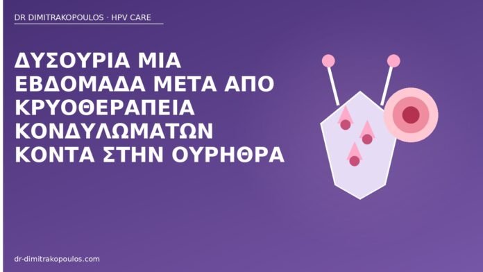 Δυσουρία μία εβδομάδα μετά από κρυοθεραπεία κονδυλωμάτων κοντά στην ουρήθρα δυσουρία μετά κρυοθεραπεία