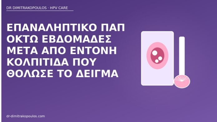 Επαναληπτικό Παπ οκτώ εβδομάδες μετά από έντονη κολπίτιδα που θόλωσε το δείγμα επαναληπτικό Παπ κολπίτιδα