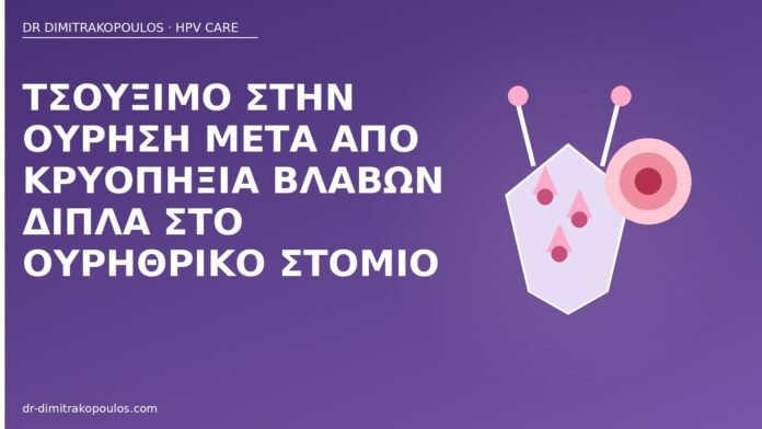 Τσούξιμο στην ούρηση μετά από κρυοπηξία βλαβών δίπλα στο ουρηθρικό στόμιο τσούξιμο ούρηση μετά κρυοπηξία