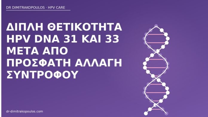 Διπλή θετικότητα HPV DNA 31 και 33 μετά από πρόσφατη αλλαγή συντρόφου HPV DNA 31 και 33
