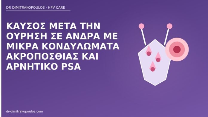Καύσος μετά την ούρηση σε άνδρα με μικρά κονδυλώματα ακροποσθίας και αρνητικό PSA καύσος ούρηση κονδυλώματα