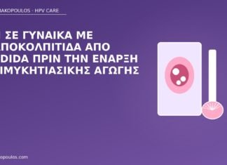 Παπ σε γυναίκα με κολποκολπίτιδα από Candida πριν την έναρξη αντιμυκητιασικής αγωγής Παπ κολπίτιδα Candida