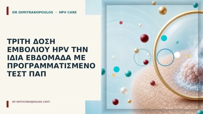 Τρίτη δόση εμβολίου HPV την ίδια εβδομάδα με προγραμματισμένο τεστ Παπ εμβόλιο HPV ίδια εβδομάδα Παπ