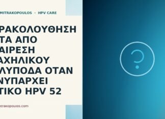 Παρακολούθηση μετά από αφαίρεση τραχηλικού πολύποδα όταν συνυπάρχει θετικό HPV 52 πολύποδας τραχήλου HPV 52