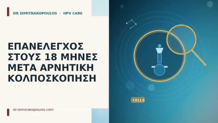 Επανέλεγχος στους 18 μήνες μετά αρνητική κολποσκόπηση επανέλεγχος 18 μήνες κολποσκόπηση