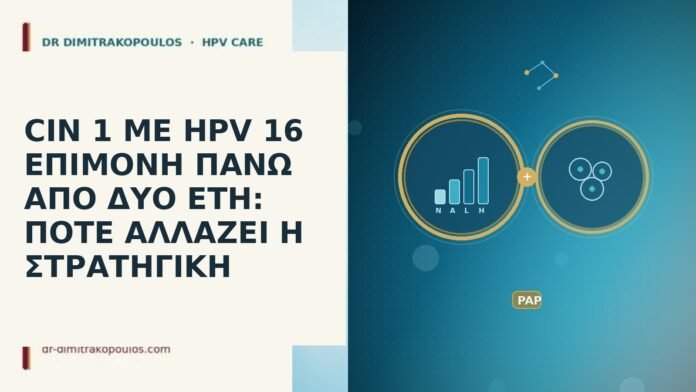 CIN 1 ΜΕ HPV 16 ΕΠΙΜΟΝΗ ΠΑΝΩ ΑΠΟ ΔΥΟ ΕΤΗ: ΠΟΤΕ ΑΛΛΑΖΕΙ Η ΣΤΡΑΤΗΓΙΚΗ CIN 1 HPV 16 επιμονή