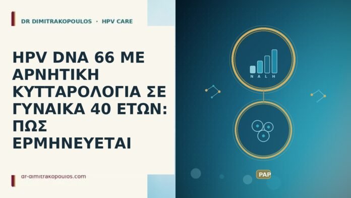 HPV DNA 66 ΜΕ ΑΡΝΗΤΙΚΗ ΚΥΤΤΑΡΟΛΟΓΙΑ ΣΕ ΓΥΝΑΙΚΑ 40 ΕΤΩΝ: ΠΩΣ ΕΡΜΗΝΕΥΕΤΑΙ HPV DNA 66 αρνητική κυτταρολογία 40