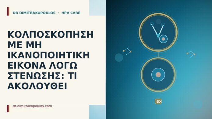 ΚΟΛΠΟΣΚΟΠΗΣΗ ΜΕ ΜΗ ΙΚΑΝΟΠΟΙΗΤΙΚΗ ΕΙΚΟΝΑ ΛΟΓΩ ΣΤΕΝΩΣΗΣ: ΤΙ ΑΚΟΛΟΥΘΕΙ κολποσκόπηση στένωση μη ικανοποιητική