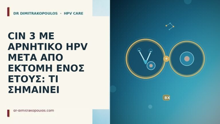 CIN 3 αρνητικό HPV μετά εκτομή ένα έτος