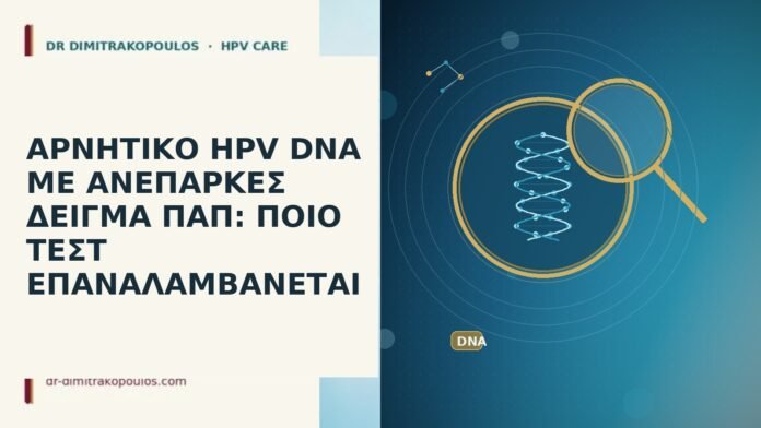 ΑΡΝΗΤΙΚΟ HPV DNA ΜΕ ΑΝΕΠΑΡΚΕΣ ΔΕΙΓΜΑ ΠΑΠ: ΠΟΙΟ ΤΕΣΤ ΕΠΑΝΑΛΑΜΒΑΝΕΤΑΙ αρνητικο HPV ανεπαρκες Παπ