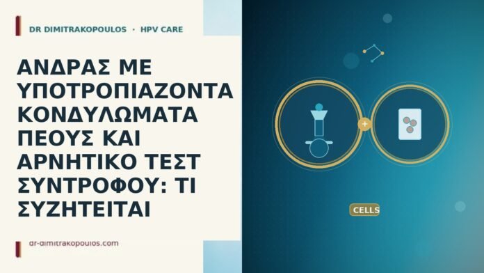 ΑΝΔΡΑΣ ΜΕ ΥΠΟΤΡΟΠΙΑΖΟΝΤΑ ΚΟΝΔΥΛΩΜΑΤΑ ΠΕΟΥΣ ΚΑΙ ΑΡΝΗΤΙΚΟ ΤΕΣΤ ΣΥΝΤΡΟΦΟΥ: ΤΙ ΣΥΖΗΤΕΙΤΑΙ ανδρας υποτροπιαζοντα κονδυλωματα αρνητικο συντροφο