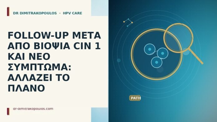FOLLOW-UP ΜΕΤΑ ΑΠΟ ΒΙΟΨΙΑ CIN 1 ΚΑΙ ΝΕΟ ΣΥΜΠΤΩΜΑ: ΑΛΛΑΖΕΙ ΤΟ ΠΛΑΝΟ follow up CIN 1 νεο συμπτωμα