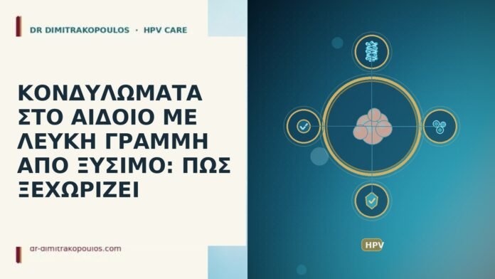 ΚΟΝΔΥΛΩΜΑΤΑ ΣΤΟ ΑΙΔΟΙΟ ΜΕ ΛΕΥΚΗ ΓΡΑΜΜΗ ΑΠΟ ΞΥΣΙΜΟ: ΠΩΣ ΞΕΧΩΡΙΖΕΙ κονδυλωματα αιδοιο λευκη γραμμη ξυσιμο