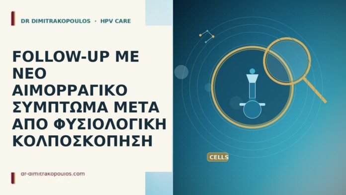 FOLLOW-UP ΜΕ ΝΕΟ ΑΙΜΟΡΡΑΓΙΚΟ ΣΥΜΠΤΩΜΑ ΜΕΤΑ ΑΠΟ ΦΥΣΙΟΛΟΓΙΚΗ ΚΟΛΠΟΣΚΟΠΗΣΗ follow up αιμορραγια μετα φυσιολογικη κολποσκοπηση