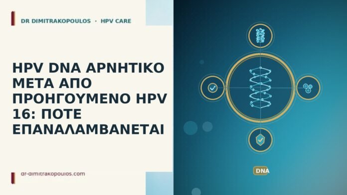 HPV DNA ΑΡΝΗΤΙΚΟ ΜΕΤΑ ΑΠΟ ΠΡΟΗΓΟΥΜΕΝΟ HPV 16: ΠΟΤΕ ΕΠΑΝΑΛΑΜΒΑΝΕΤΑΙ HPV DNA αρνητικο μετα προηγουμενο HPV 16