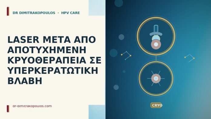 LASER ΜΕΤΑ ΑΠΟ ΑΠΟΤΥΧΗΜΕΝΗ ΚΡΥΟΘΕΡΑΠΕΙΑ ΣΕ ΥΠΕΡΚΕΡΑΤΩΤΙΚΗ ΒΛΑΒΗ laser μετα αποτυχια κρυοθεραπεια υπερκερατωση
