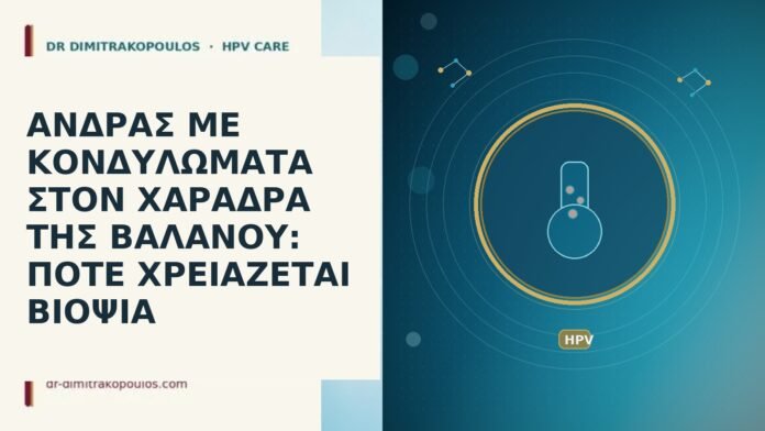 ΑΝΔΡΑΣ ΜΕ ΚΟΝΔΥΛΩΜΑΤΑ ΣΤΟΝ ΧΑΡΑΔΡΑ ΤΗΣ ΒΑΛΑΝΟΥ: ΠΟΤΕ ΧΡΕΙΑΖΕΤΑΙ ΒΙΟΨΙΑ ανδρας κονδυλωματα χαραδρα βαλανος βιοψια