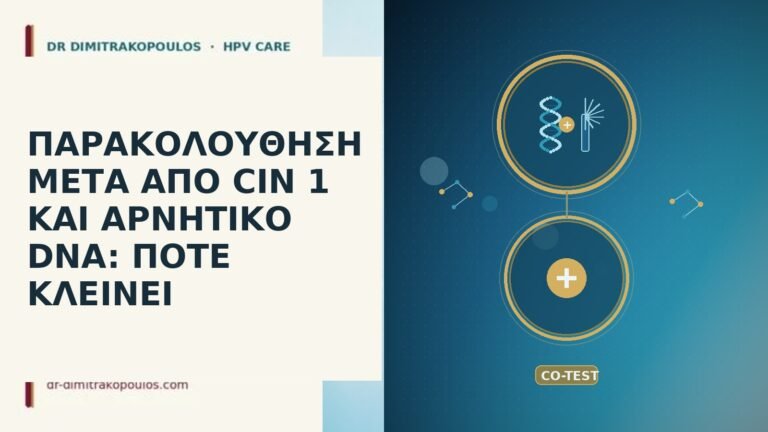 ΠΑΡΑΚΟΛΟΥΘΗΣΗ ΜΕΤΑ ΑΠΟ CIN 1 ΚΑΙ ΑΡΝΗΤΙΚΟ DNA: ΠΟΤΕ ΚΛΕΙΝΕΙ