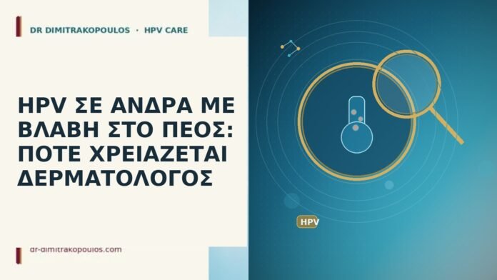 HPV ΣΕ ΑΝΔΡΑ ΜΕ ΒΛΑΒΗ ΣΤΟ ΠΕΟΣ: ΠΟΤΕ ΧΡΕΙΑΖΕΤΑΙ ΔΕΡΜΑΤΟΛΟΓΟΣ HPV ΣΕ ΑΝΔΡΑ ΜΕ ΒΛΑΒΗ ΣΤΟ ΠΕΟΣ: ΠΟΤΕ ΧΡΕΙΑΖΕΤΑΙ ΔΕΡΜΑΤΟΛΟΓΟΣ