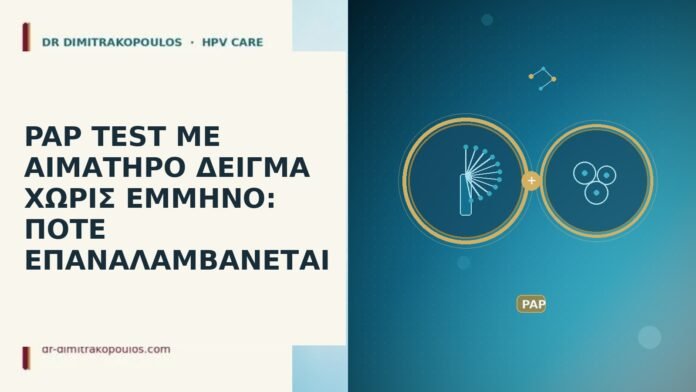 PAP TEST ΜΕ ΑΙΜΑΤΗΡΟ ΔΕΙΓΜΑ ΧΩΡΙΣ ΕΜΜΗΝΟ: ΠΟΤΕ ΕΠΑΝΑΛΑΜΒΑΝΕΤΑΙ PAP TEST ΜΕ ΑΙΜΑΤΗΡΟ ΔΕΙΓΜΑ ΧΩΡΙΣ ΕΜΜΗΝΟ: ΠΟΤΕ ΕΠΑΝΑΛΑΜΒΑΝΕΤΑΙ