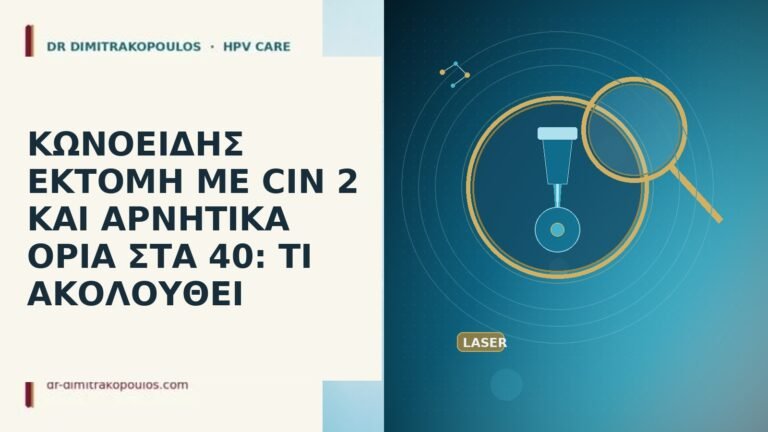 ΚΩΝΟΕΙΔΗΣ ΕΚΤΟΜΗ ΜΕ CIN 2 ΚΑΙ ΑΡΝΗΤΙΚΑ ΟΡΙΑ ΣΤΑ 40: