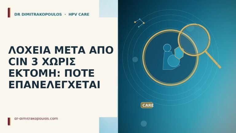 ΛΟΧΕΙΑ ΜΕΤΑ ΑΠΟ CIN 3 ΧΩΡΙΣ ΕΚΤΟΜΗ: ΠΟΤΕ ΕΠΑΝΕΛΕΓΧΕΤΑΙ