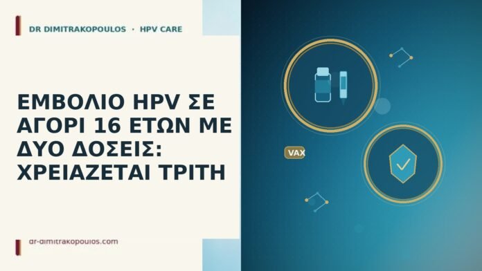 ΕΜΒΟΛΙΟ HPV ΣΕ ΑΓΟΡΙ 16 ΕΤΩΝ ΜΕ ΔΥΟ ΔΟΣΕΙΣ: ΧΡΕΙΑΖΕΤΑΙ ΤΡΙΤΗ ΕΜΒΟΛΙΟ HPV ΣΕ ΑΓΟΡΙ 16 ΕΤΩΝ ΜΕ ΔΥΟ ΔΟΣΕΙΣ: ΧΡΕΙΑΖΕΤΑΙ