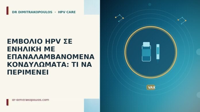 ΕΜΒΟΛΙΟ HPV ΣΕ ΕΝΗΛΙΚΗ ΜΕ ΕΠΑΝΑΛΑΜΒΑΝΟΜΕΝΑ ΚΟΝΔΥΛΩΜΑΤΑ: ΤΙ ΝΑ ΠΕΡΙΜΕΝΕΙ