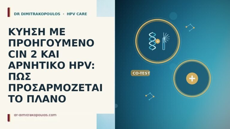 ΚΥΗΣΗ ΜΕ ΠΡΟΗΓΟΥΜΕΝΟ CIN 2 ΚΑΙ ΑΡΝΗΤΙΚΟ HPV: ΠΩΣ ΠΡΟΣΑΡΜΟΖΕΤΑΙ