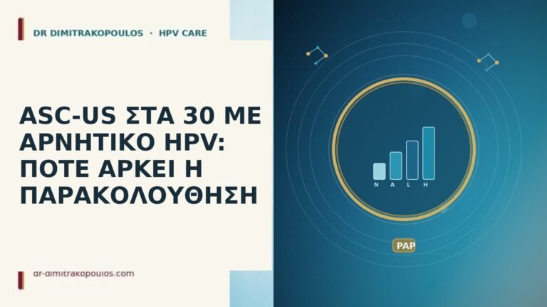 ASC-US ΣΤΑ 30 ΜΕ ΑΡΝΗΤΙΚΟ HPV: ΠΟΤΕ ΑΡΚΕΙ Η ΠΑΡΑΚΟΛΟΥΘΗΣΗ